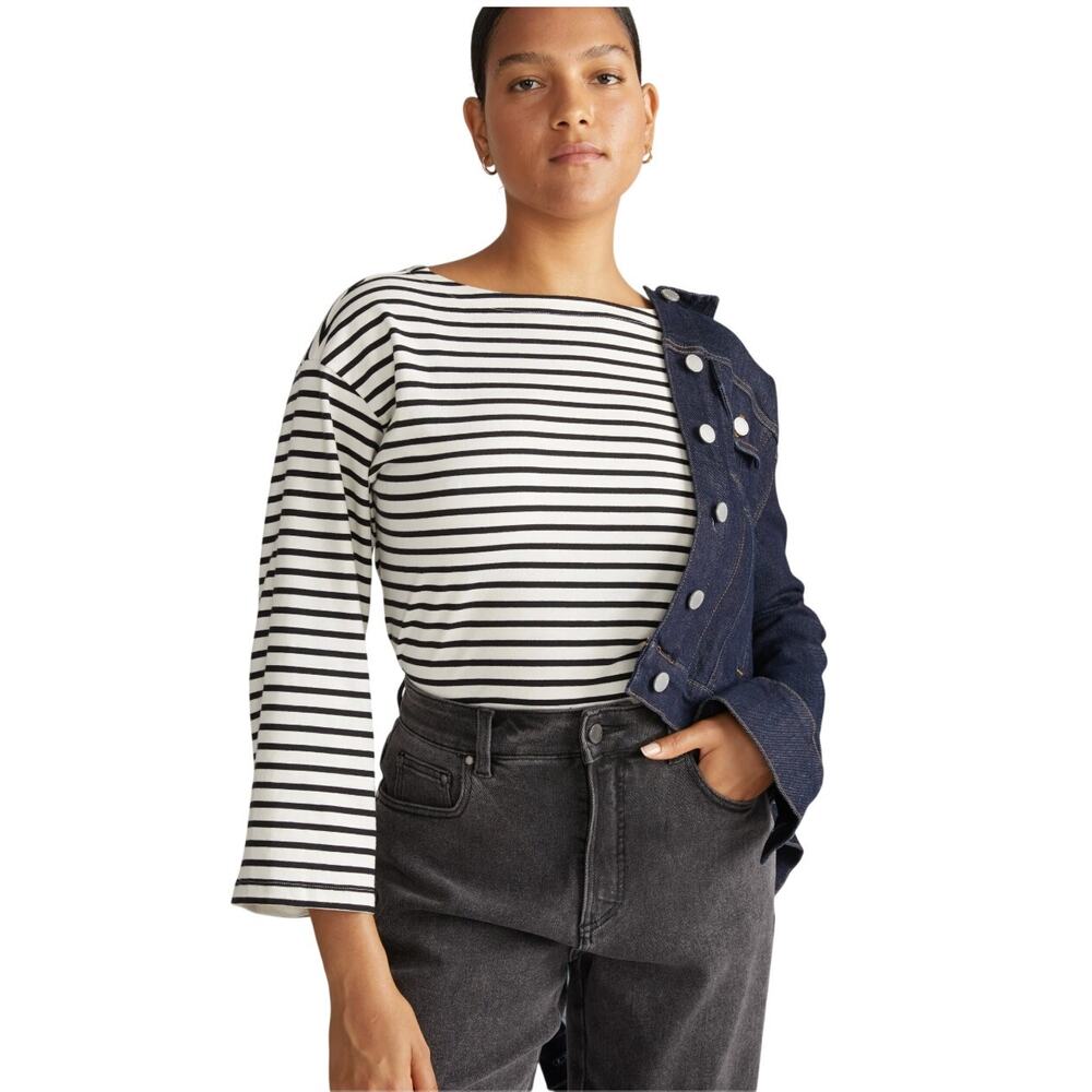 Universal Standard Montauk Breton Stripe Bell Sleeve Shirt Large 22-24